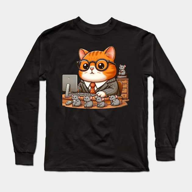 Cuddly Cat Manager Long Sleeve T-Shirt by Divineshopy